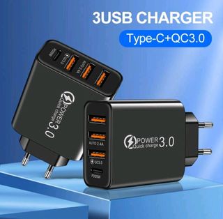 Caricatore Nero 3USB + 1 USB C