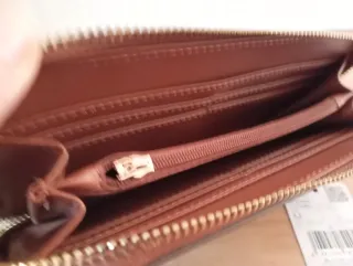 Billetera Mango Grande Azul y Marrón