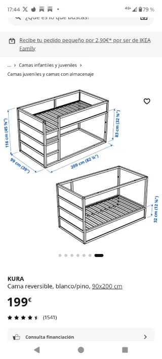 Cama Litera Kura Ikea + Colchones y Somier