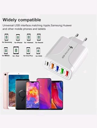 Caricatore 48W 4 USB + 1 USB C PD18W