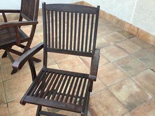 Mesa y 6 Sillas de Exterior Madera Oscura
