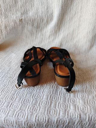 Sandalias tacón negras acolchadas mujer talla 38