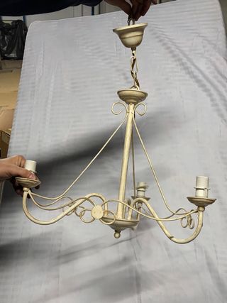 Lámpara colgante beige metal