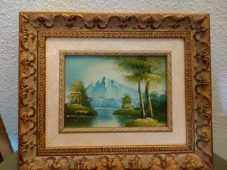 2 Cuadros Paisaje Marco Dorado