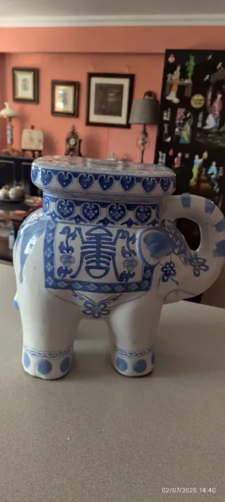 Elefante Cerámica Azul y Blanco El Corte Inglés