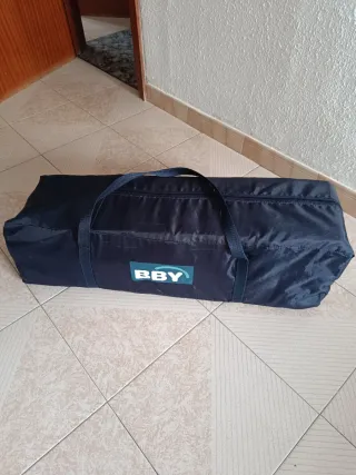 Cuna de viaje azul y verde