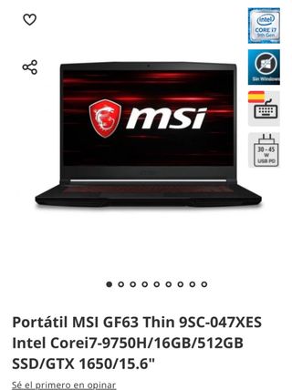Portátil MSI GF63 Thin 9SC-047XES