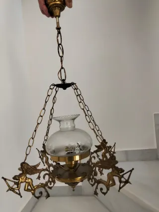 Lámpara colgante vintage bronce cupido