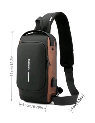 Borsa uomo tracolla nera e marrone