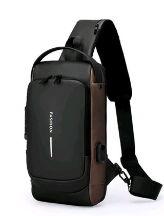 Borsa uomo tracolla nera e marrone