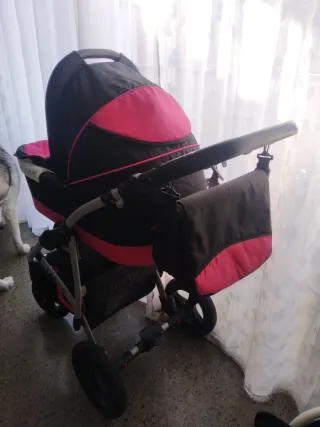 Coche de bebé Largo rosa y negro y silla