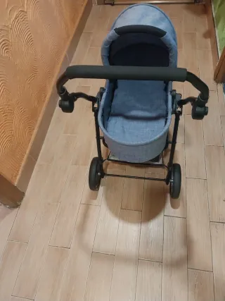 Cochecito de muñecas azul 3 en 1