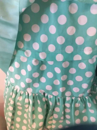 Traje Flamenca Verde agua Lunares Blanco de niña