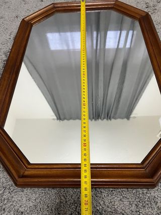 Specchio vintage ottagonale in legno