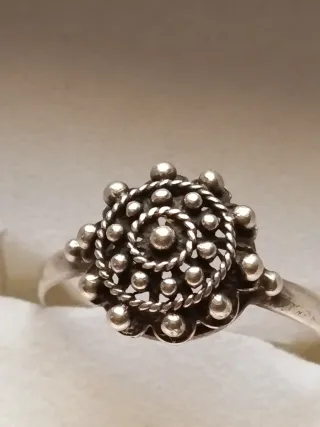 Anillo Plata Botón Charro