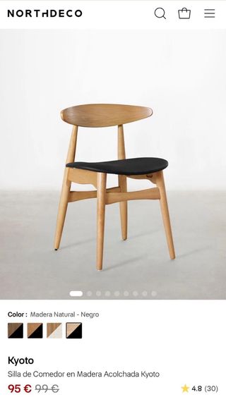 8 Sedie Nordiche in Legno di Rovere Nero