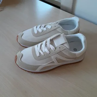 Zapatillas Mujer Talla 38 Beige y Blancas