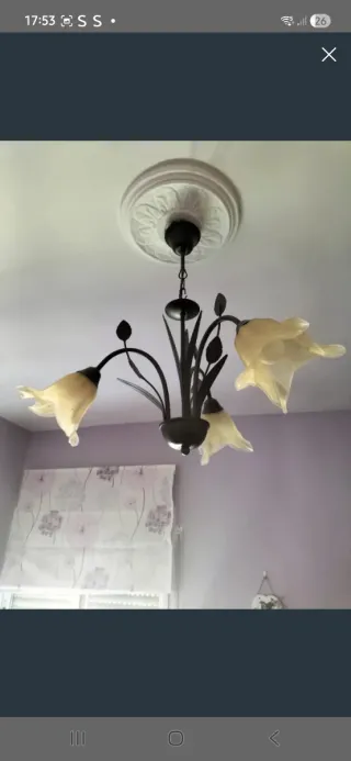 Lámpara de techo cristal y metal