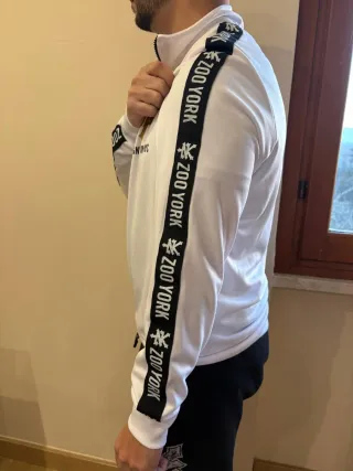 Felpa Zoo York Zip Bianca Logo Oro Vintage S