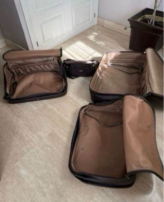 Conjunto Maletas Vintage Marrón Rayas