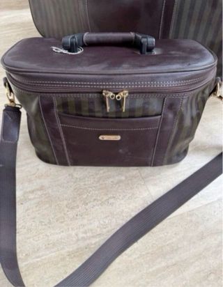 Conjunto Maletas Vintage Marrón Rayas