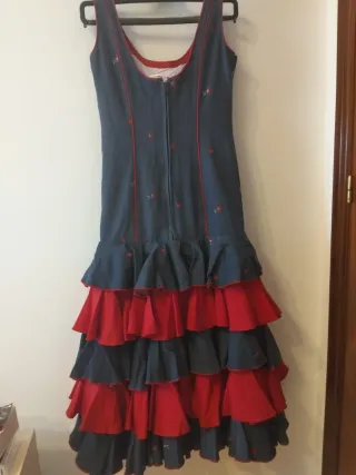 Traje Flamenca Azul y Rojo