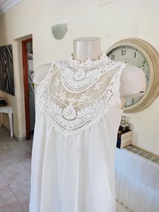 Vestido blanco boho encaje estilo Ibiza