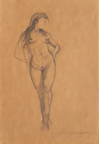 Dibujo. Desnudo femenino.