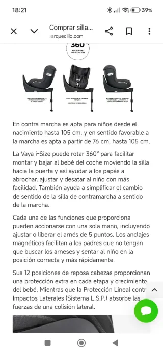 Silla de coche giratoria negra