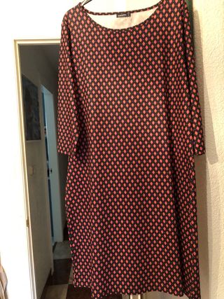 Vestido estampado rombos manga codo