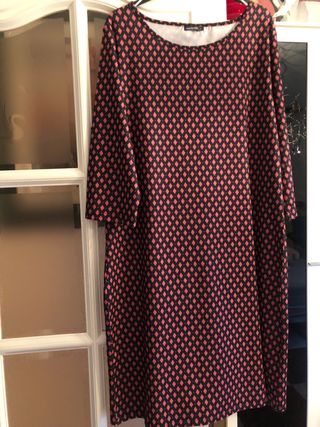Vestido estampado rombos manga codo