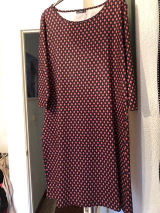 Vestido estampado rombos manga codo