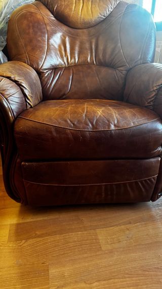 Sofá y 2 sillones de piel marrón negociable