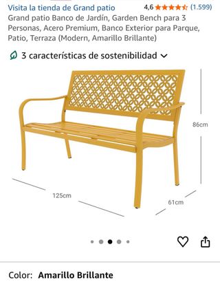 Banco Jardín Grand Patio Amarillo Nuevo
