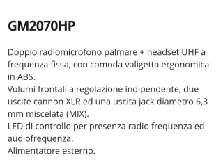 Radiomicrofono Bespeco GM2070HP