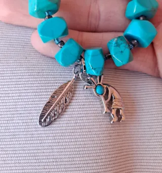 Pulsera piedras turquesa hippie etnico