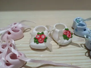 Set 5 scarpine porcellana decorazione floreale