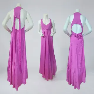 Vestido largo beige fiesta/coctel