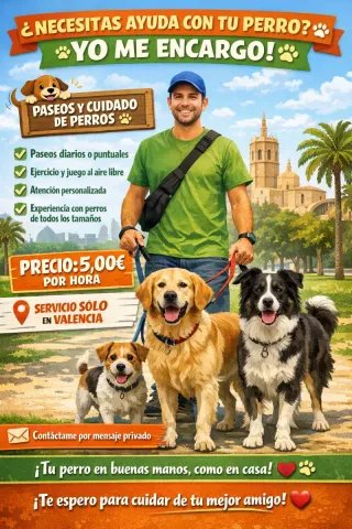 Paseador y cuidador de perros en Valencia
