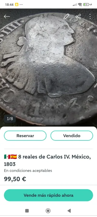 🇪🇸 Lote de 3 monedas de 8 Reales del siglo XIX