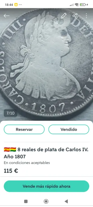 🇪🇸 Lote de 3 monedas de 8 Reales del siglo XIX