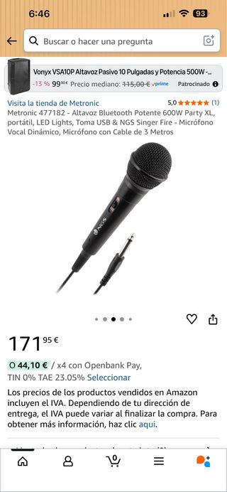 Altavoz Metronic 600W Bluetooth Party XL LED