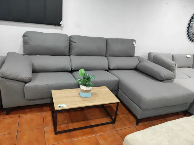 Sofá Chaise Longue Gris Tela