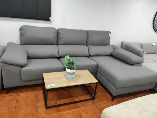 Sofá Chaise Longue Gris Tela