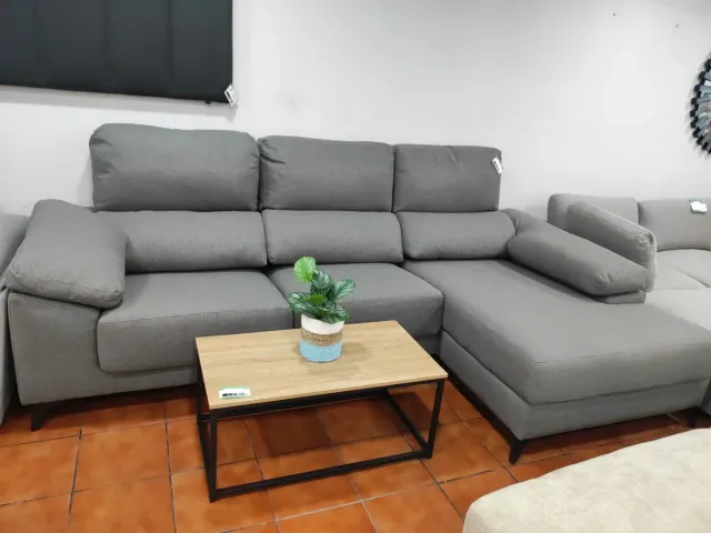 Sofá Chaise Longue Gris Tela