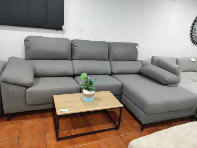 Sofá Chaise Longue Gris Tela