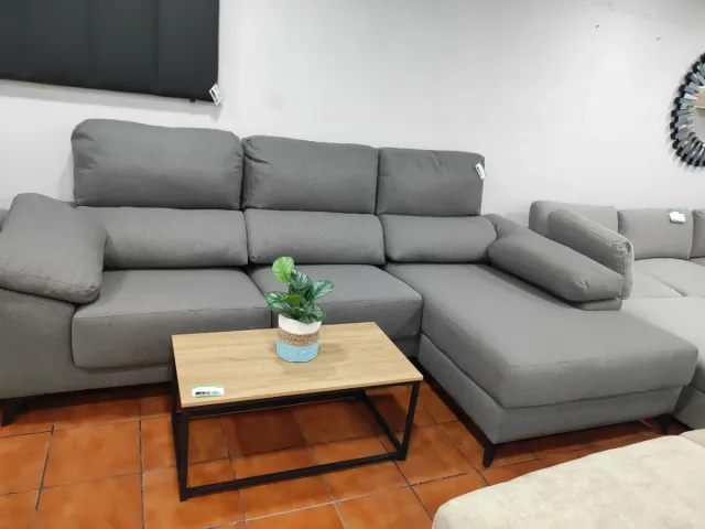 Sofá Chaise Longue Gris Tela