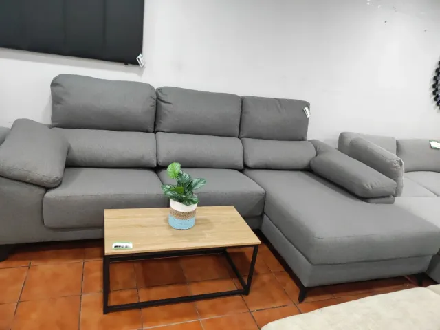 Sofá Chaise Longue Gris Tela