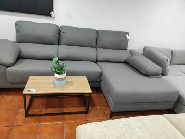 Sofá Chaise Longue Gris Tela