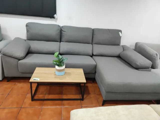 Sofá Chaise Longue Gris Tela